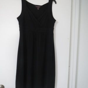 SIZE 12 V-NECK WRAP-FRONT BLACK DRESS. KNEE LENGTH